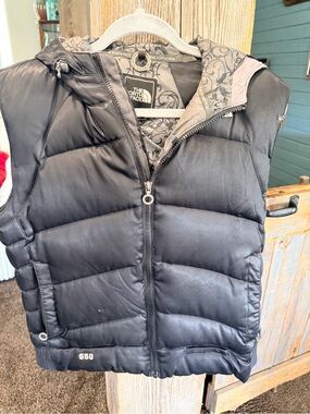The North Face Gray Quilted Lined Vest with Branded Patch